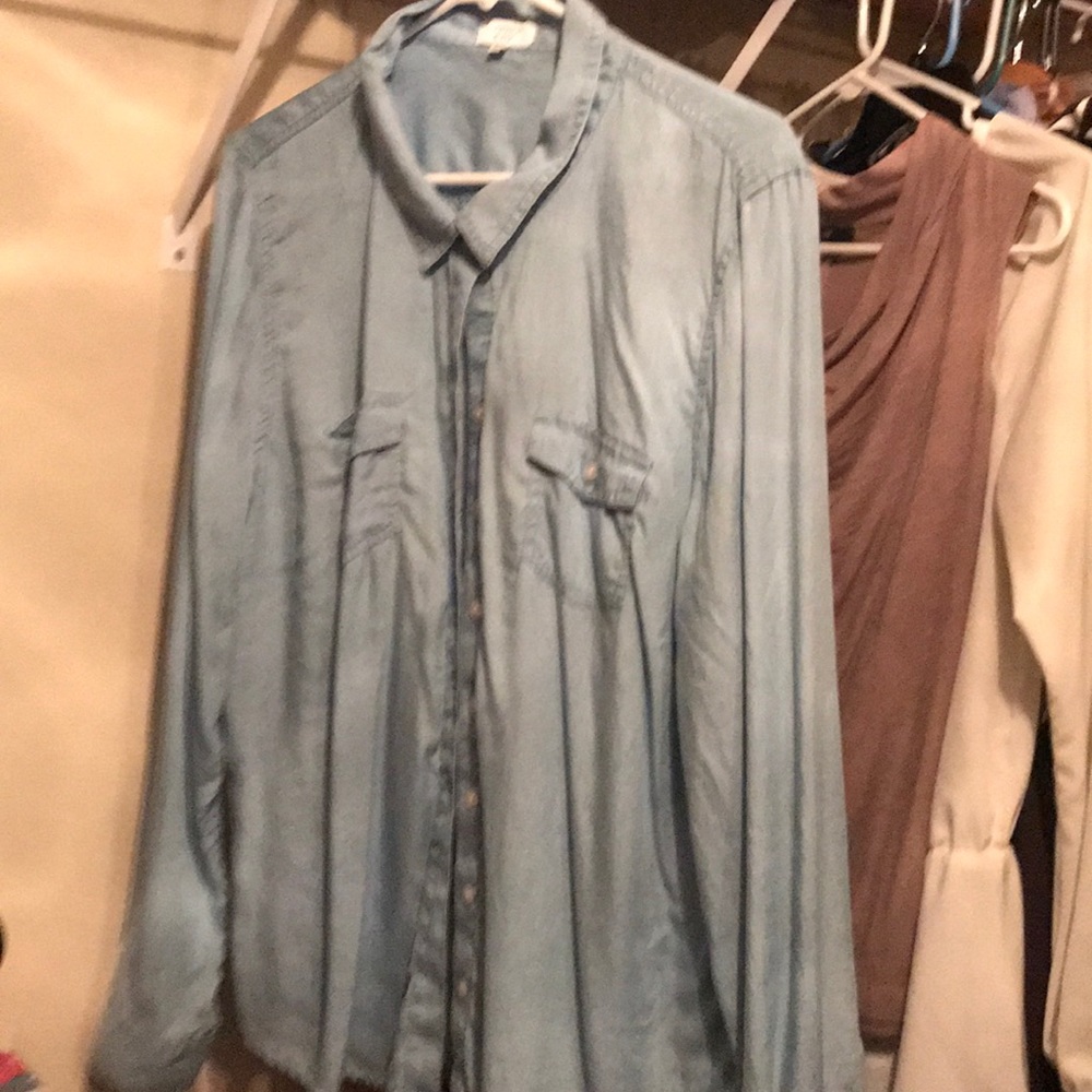 Crown & Ivy Chambray button up top